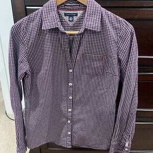 Tommy Hilfiger Women’s Maroon/Purple Plaid Shirt size small